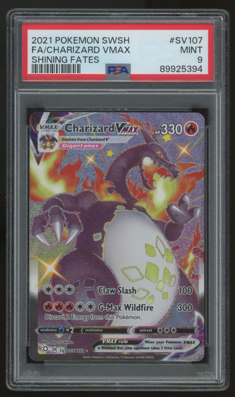 2021 Pokemon Charizard VMAX Shining Fates Full Art #SV107 PSA 9