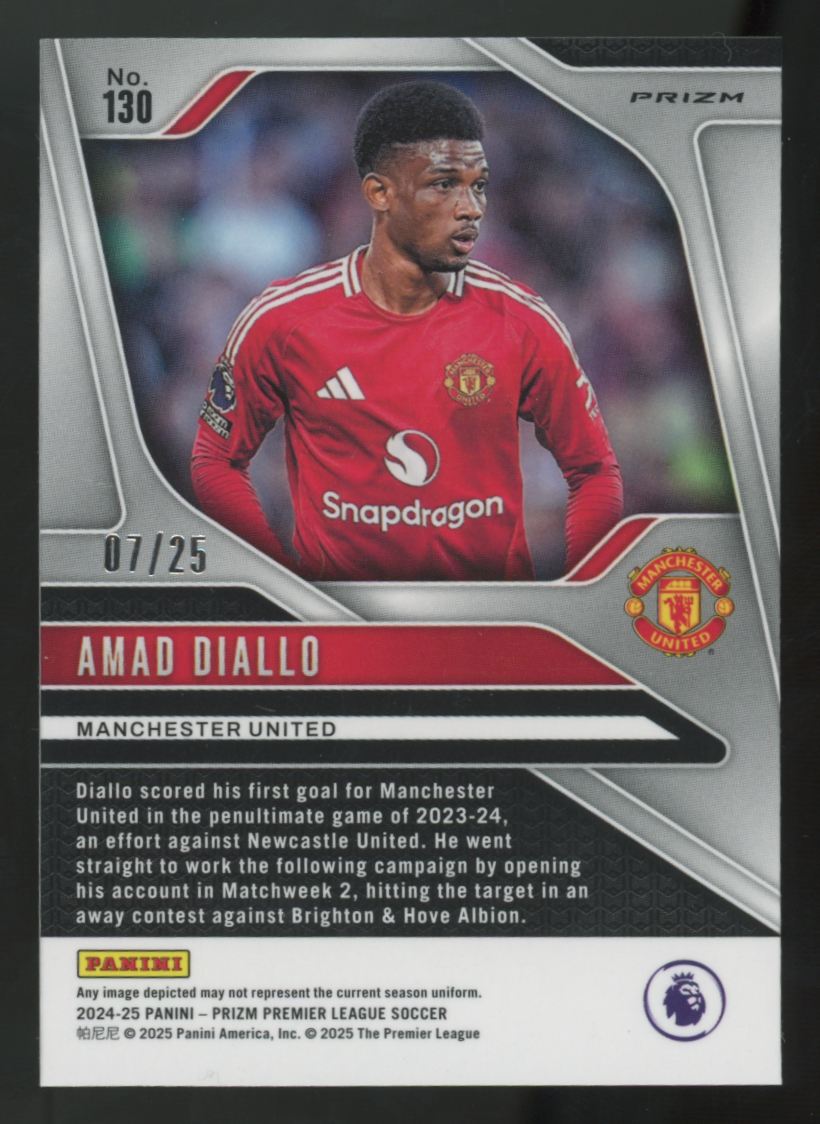 2024-25 Panini Prizm Premier League Amad Diallo Red Stars /25 #130