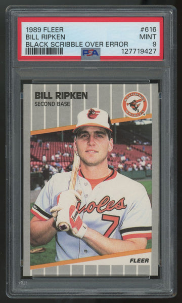 1989 Fleer Bill Ripken Black Scribble Over FF Error #616 PSA 9