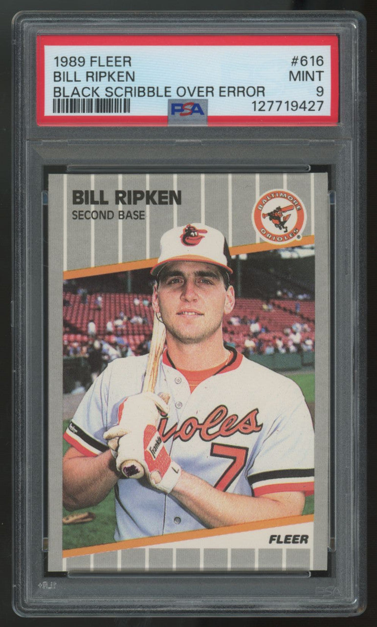 1989 Fleer Bill Ripken Black Scribble Over FF Error #616 PSA 9