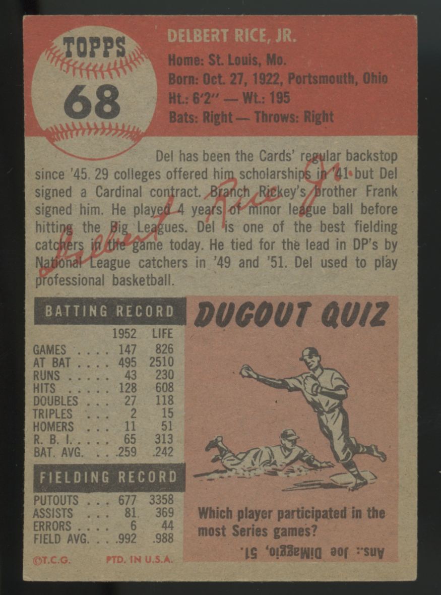 1953 Topps Del Rice #68 EX