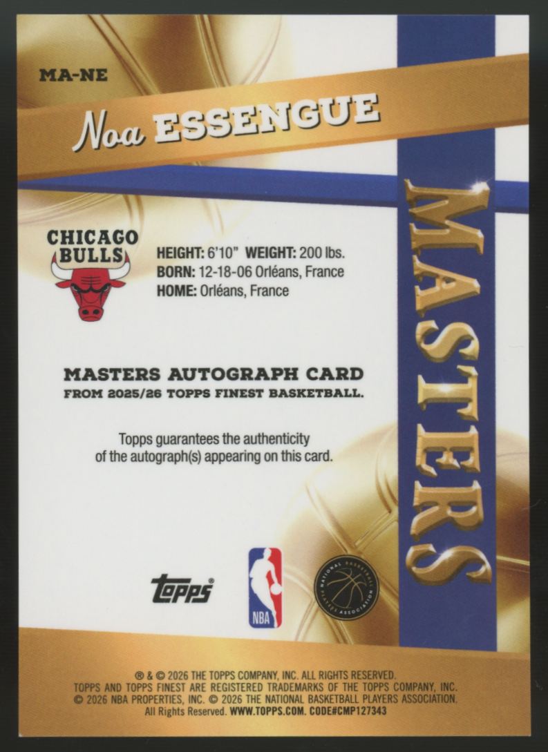 2025-26 Topps Finest Noa Essengue RC Masters Black Geometric Auto /25 #MA-NE