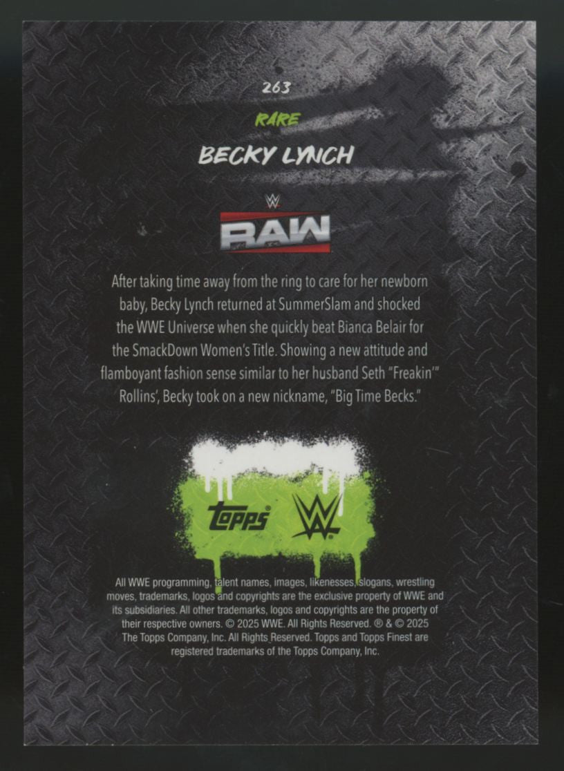 2025 Topps Finest WWE Becky Lynch Rare Gold Refractor /20 #263
