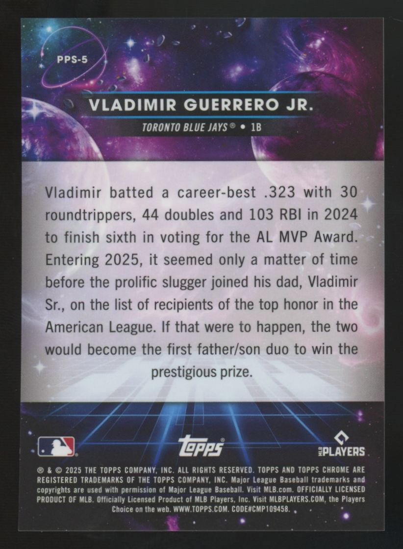 2025 Topps Chrome Cosmic Vladimir Guerrero Jr. Planetary Pursuit Sun SP #PPE-5