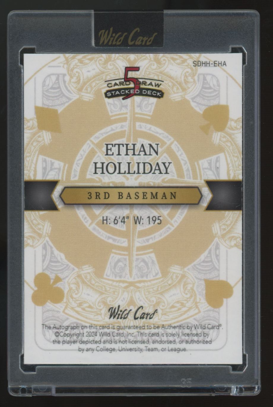 2024 Wild Card 5 Card Draw Ethan Holliday RC Jack Of Hearts Auto 1/1 #SDHH-EHA
