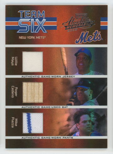 2005 Playoff Absolute Mays/Piazza/Alfonzo/Ventura Team Six Spectrum 6 Patch /100