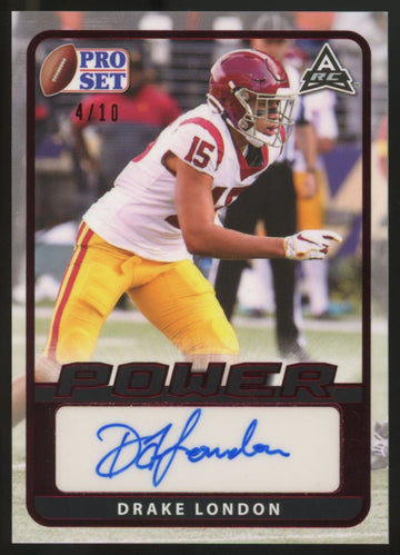 2021 Leaf Pro Set Drake London RC Red Power Auto /10 #BA-DL3