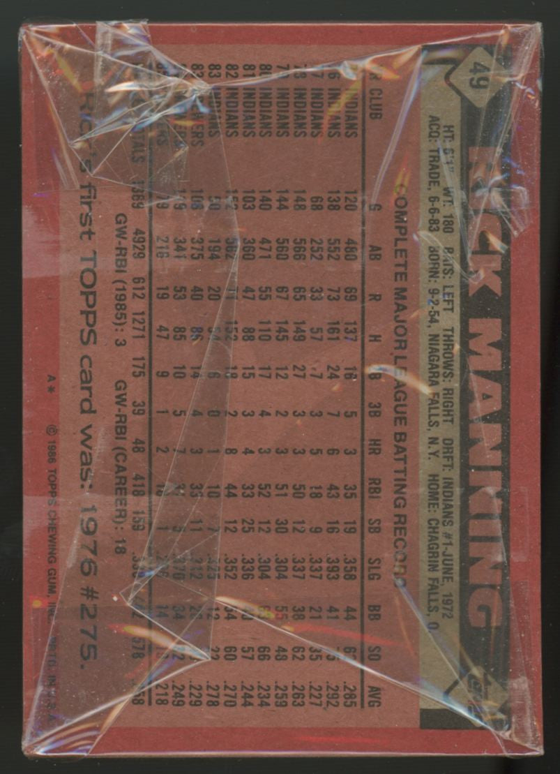 1986 Topps Baseball Grocery Cello Pack Sealed Roger Clemens On Front