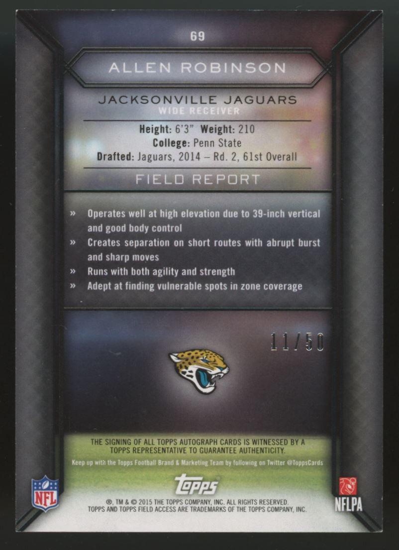2015 Topps Field Access Allen Robinson Auto Green /50 #69