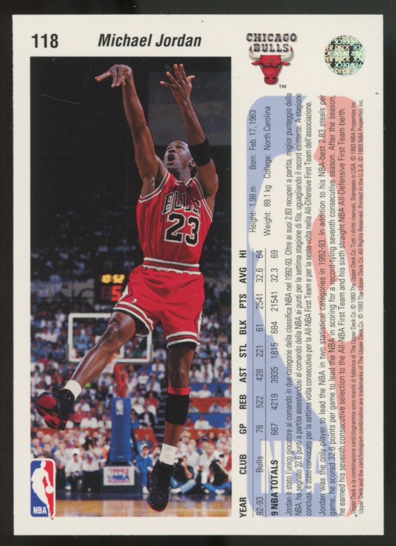 1992-93 Upper Deck International Michael Jordan Italian #118