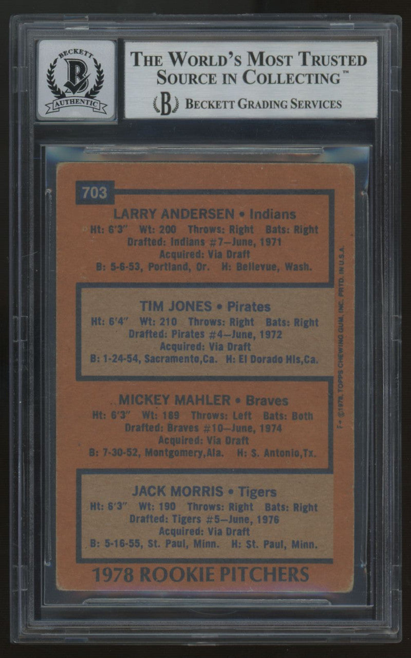 1978 Topps Jack Morris RC Signed Auto BGS Authentic 10 *833