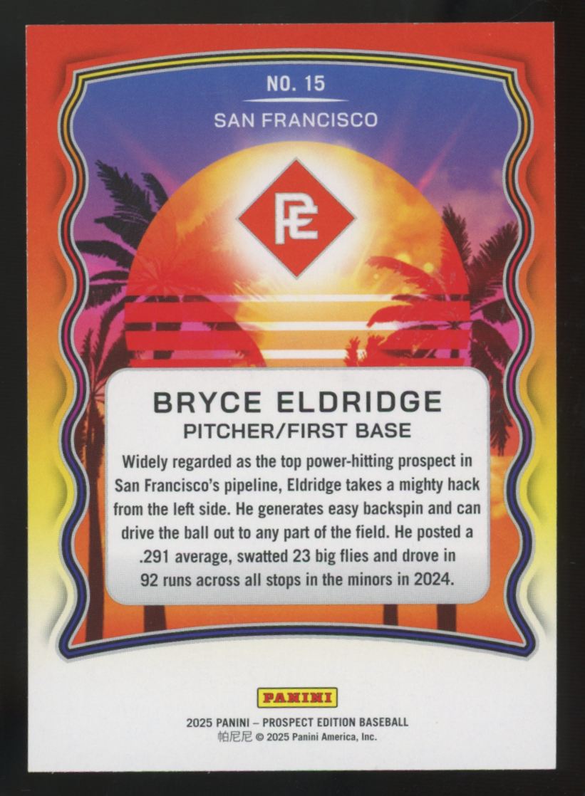 2025 Prospect Edition Bryce Eldridge Holo Silver Prepping For The Pros /25 #15