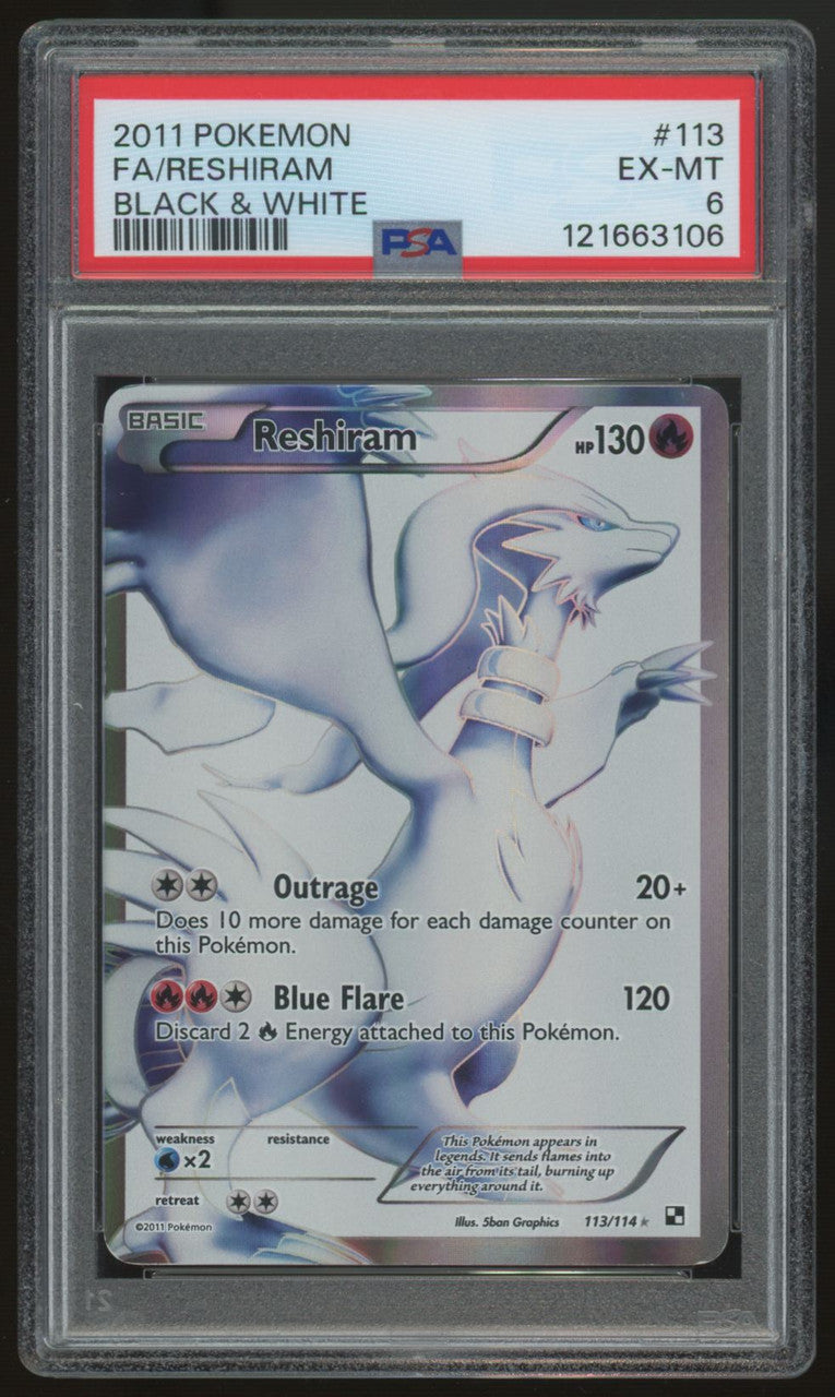 2011 Pokemon Reshiram Black & White Full Art #113 PSA 6