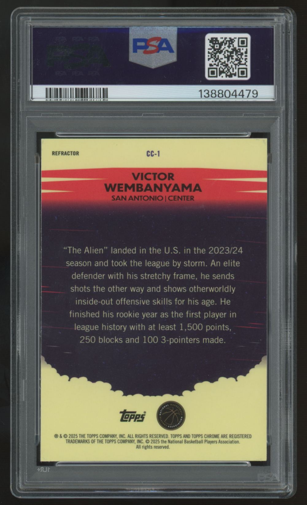 2024-25 Topps Chrome Victor Wembanyama Countdown Complete Refractor #CC-1 PSA 9