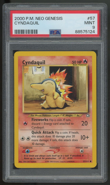 2000 Pokemon Cyndaquil Neo Genesis #57 PSA 9