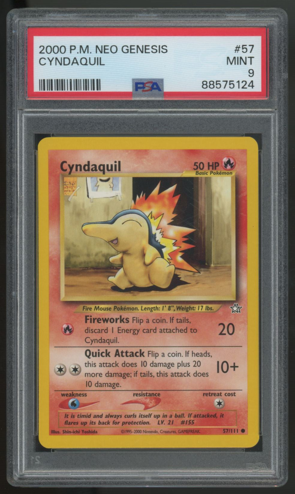 2000 Pokemon Cyndaquil Neo Genesis #57 PSA 9