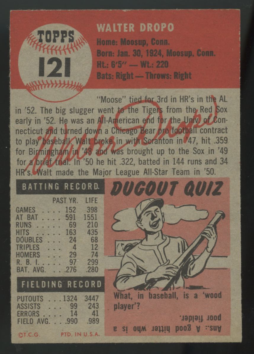 1953 Topps Walt Dropo #121 EX
