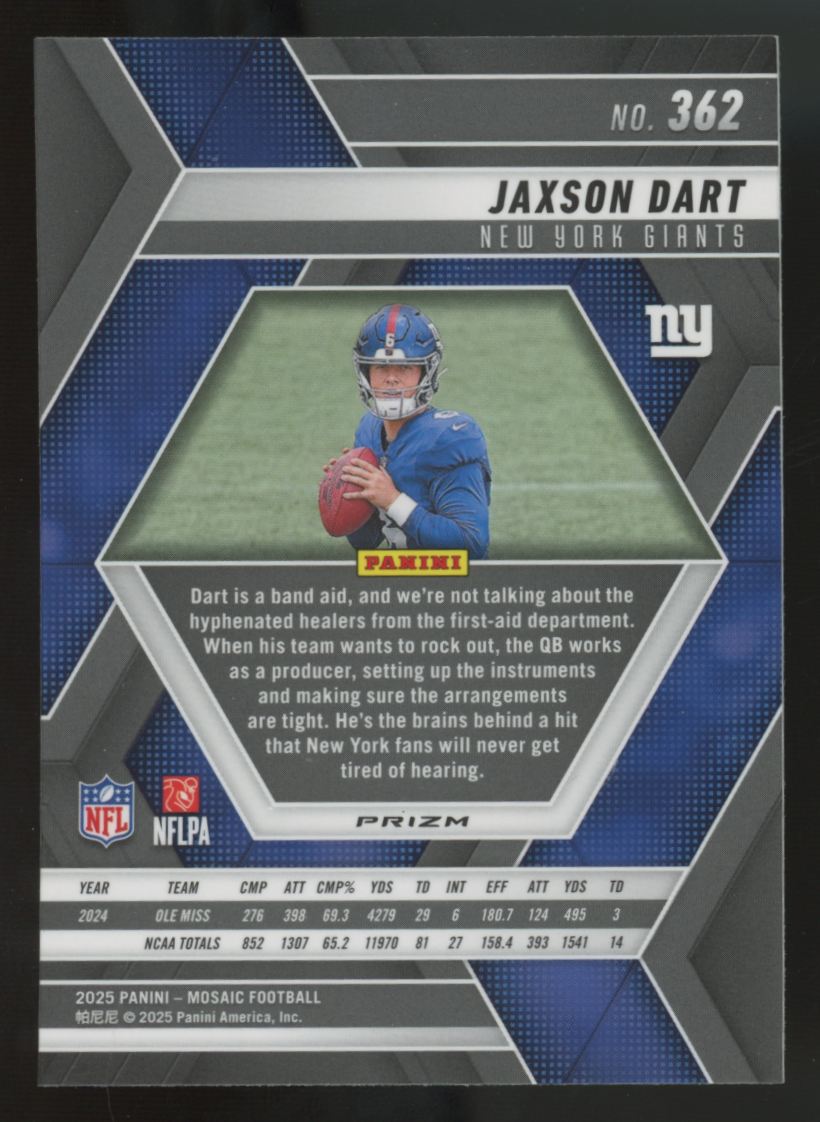 2025 Panini Mosaic Jaxson Dart RC Reactive Yellow #362