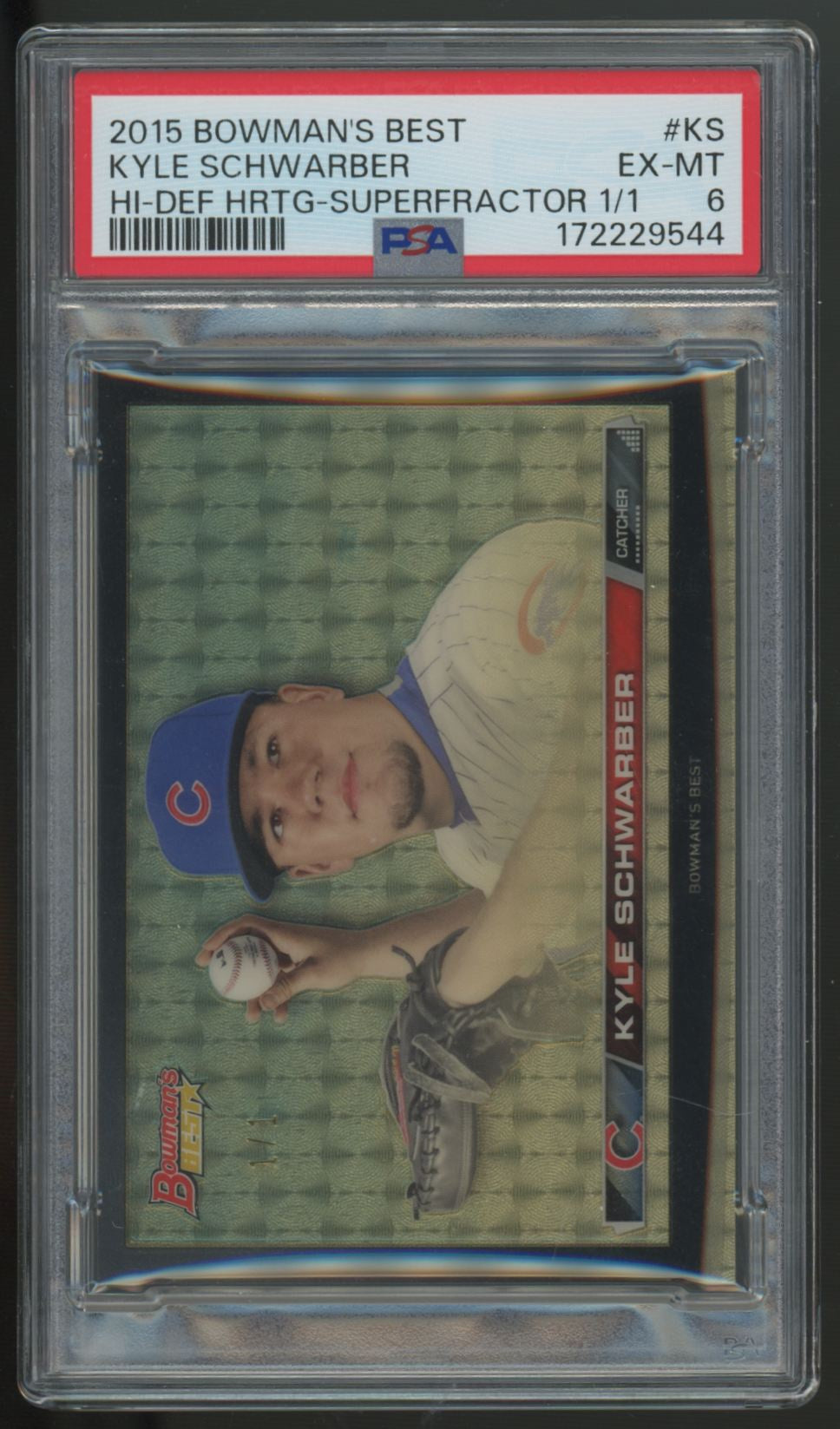 2015 Bowman's Best Kyle Schwarber Hi-Def Heritage Superfractor 1/1 #HDH-KS PSA 6