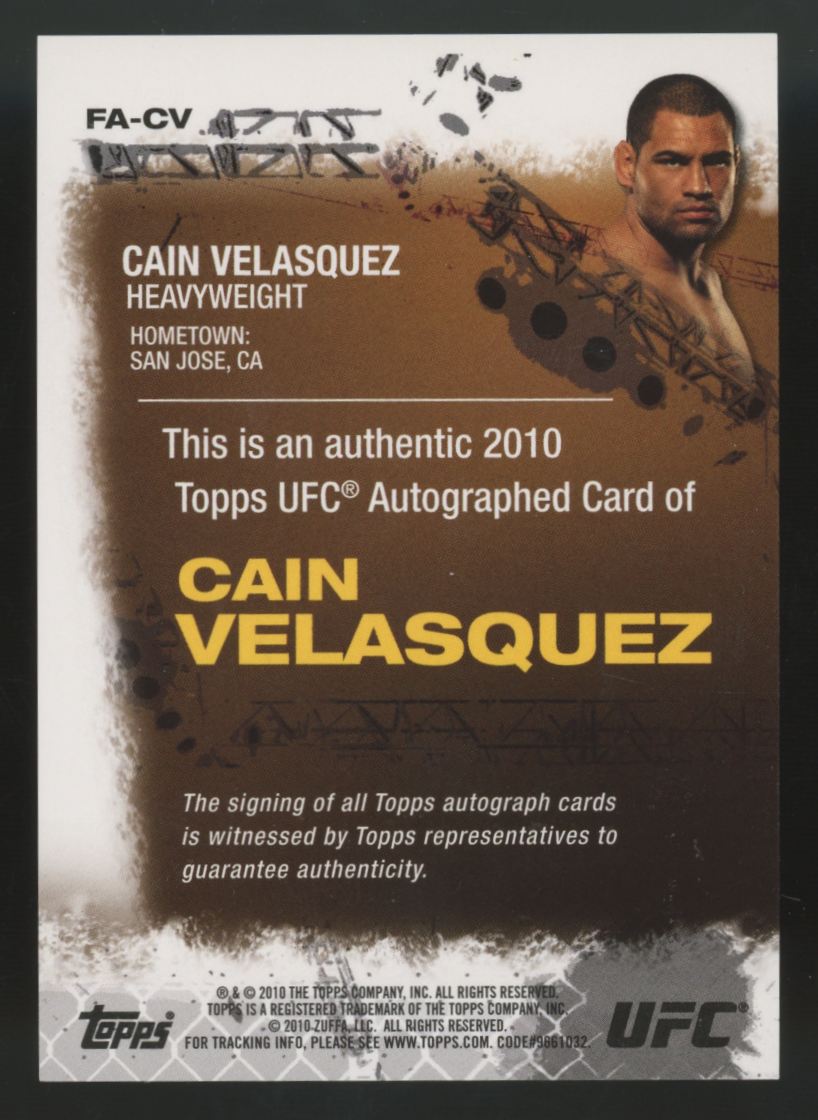 2010 Topps UFC Series Four Cain Velasquez 1st Auto #FA-CV