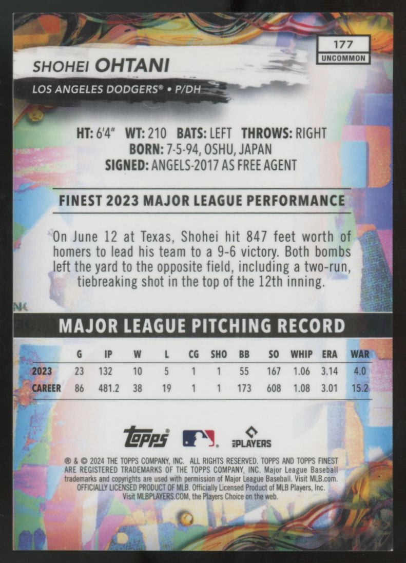 2024 Topps Finest Shohei Ohtani Uncommon Purple Checkerboard /99 #177