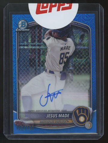 2025 Bowman Chrome Mega Jesus Made Prospect Blue Auto /150 #BMA-JM