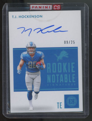 2019 Panini Encased T.J. Hockenson RC Sapphire Notable Signatures Auto /25
