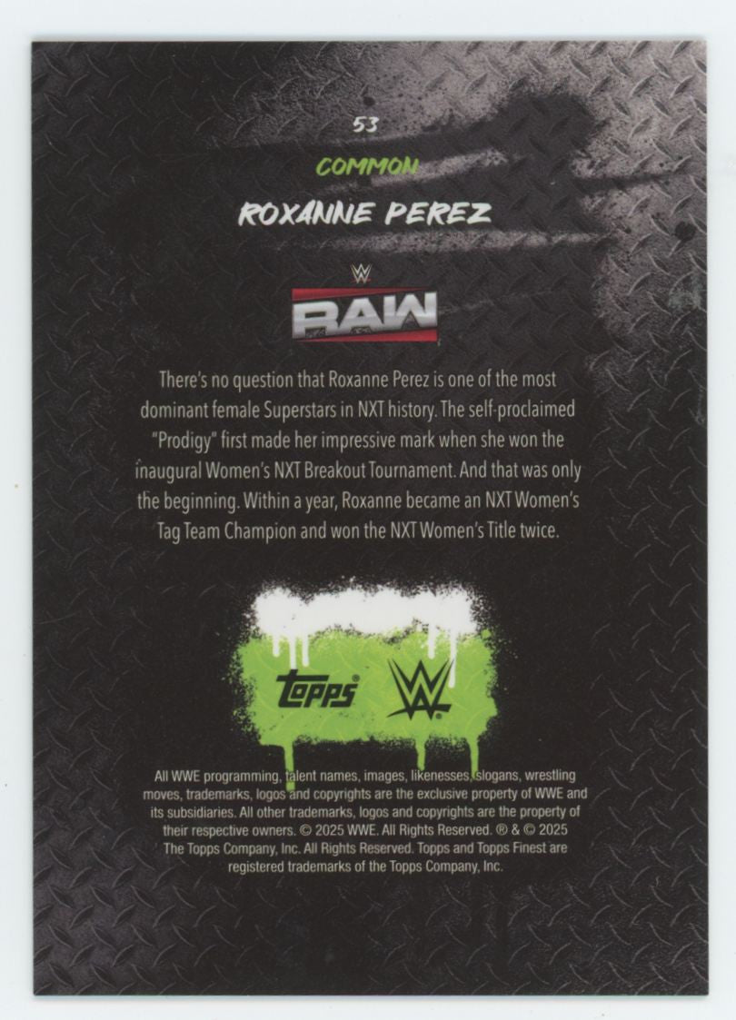 2025 Topps Finest WWE Roxanne Perez Common Black Refractor /50 #53