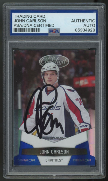 2010-11 Certified John Carlson Blue Mirror Signed Auto /100 #148 PSA Authentic
