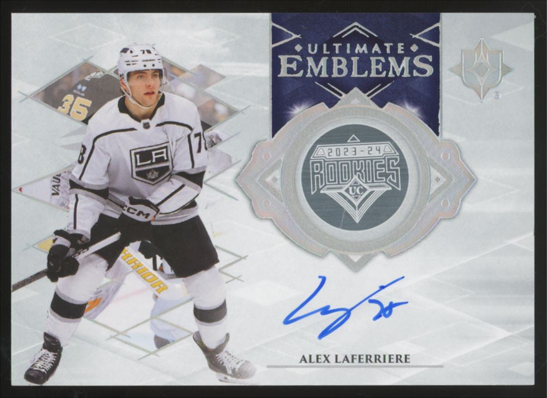 2023-24 UD Ultimate Collection Alex Laferriere Emblems Auto #UE-AL