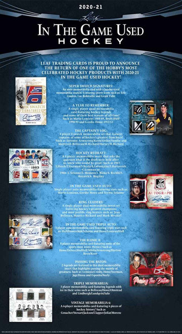 2020/21 Leaf In The Game Used Hockey Hobby Box