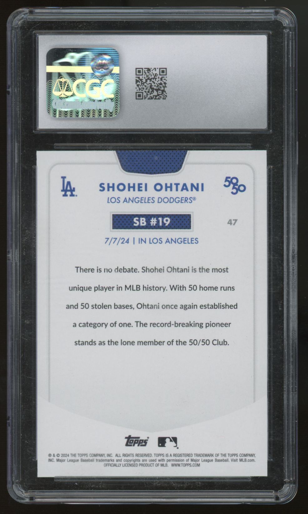 2024 Topps 50/50 Shohei Ohtani SB 19 #47 CGC 10