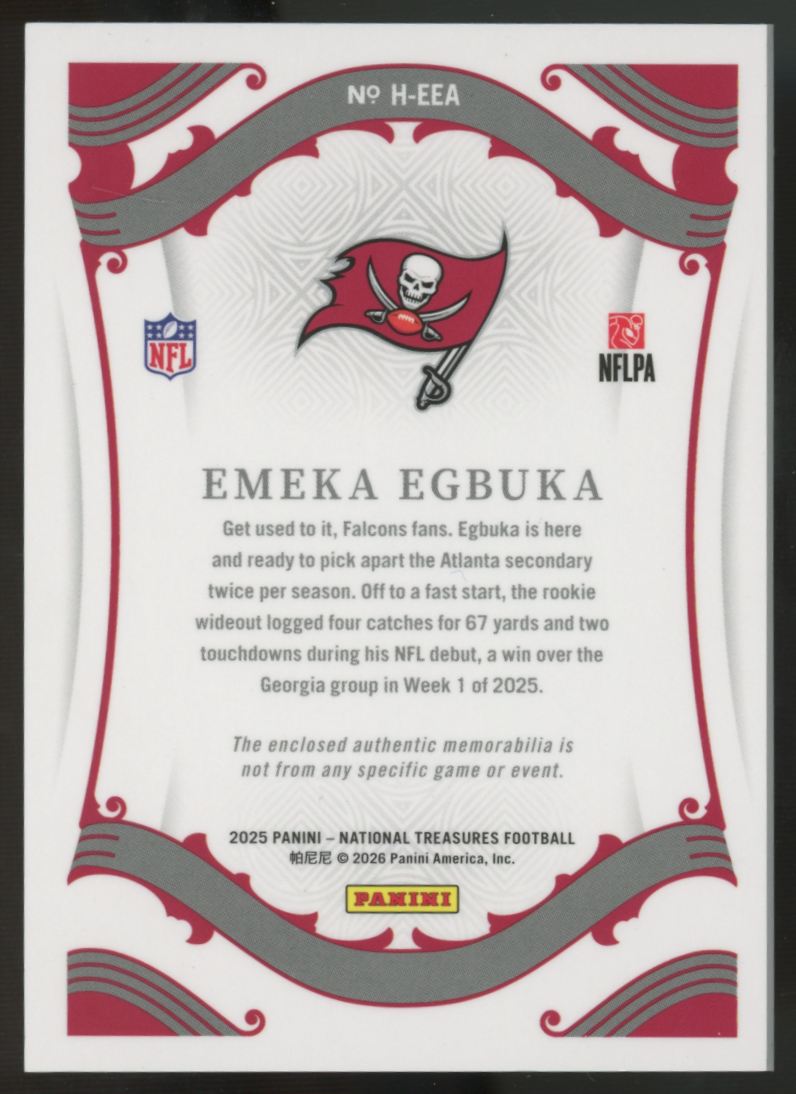 2025 National Treasures Emeka Egbuka RC Heirlooms Patch /49 #H-EEA