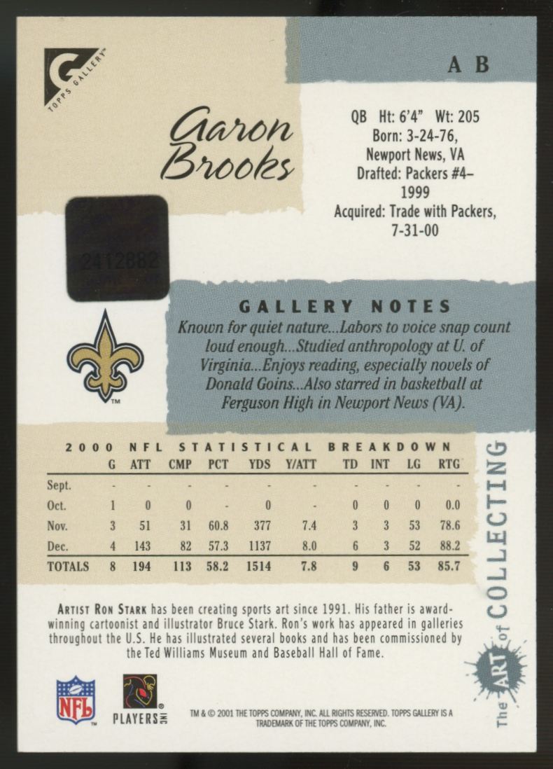 2001 Topps Gallery Aaron Brooks Auto #AB