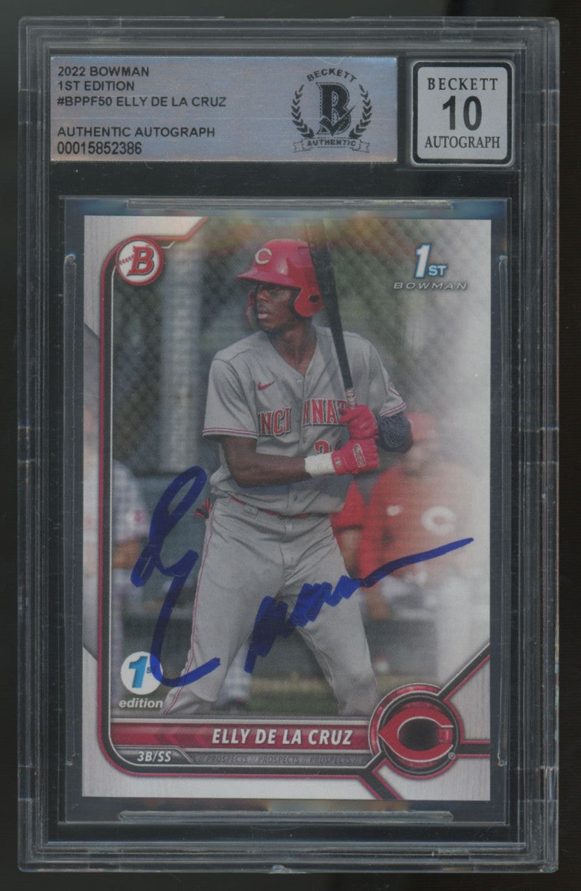 2022 Bowman Elly De La Cruz 1st Edition Signed Auto #BPPF-50 BGS Authentic 10