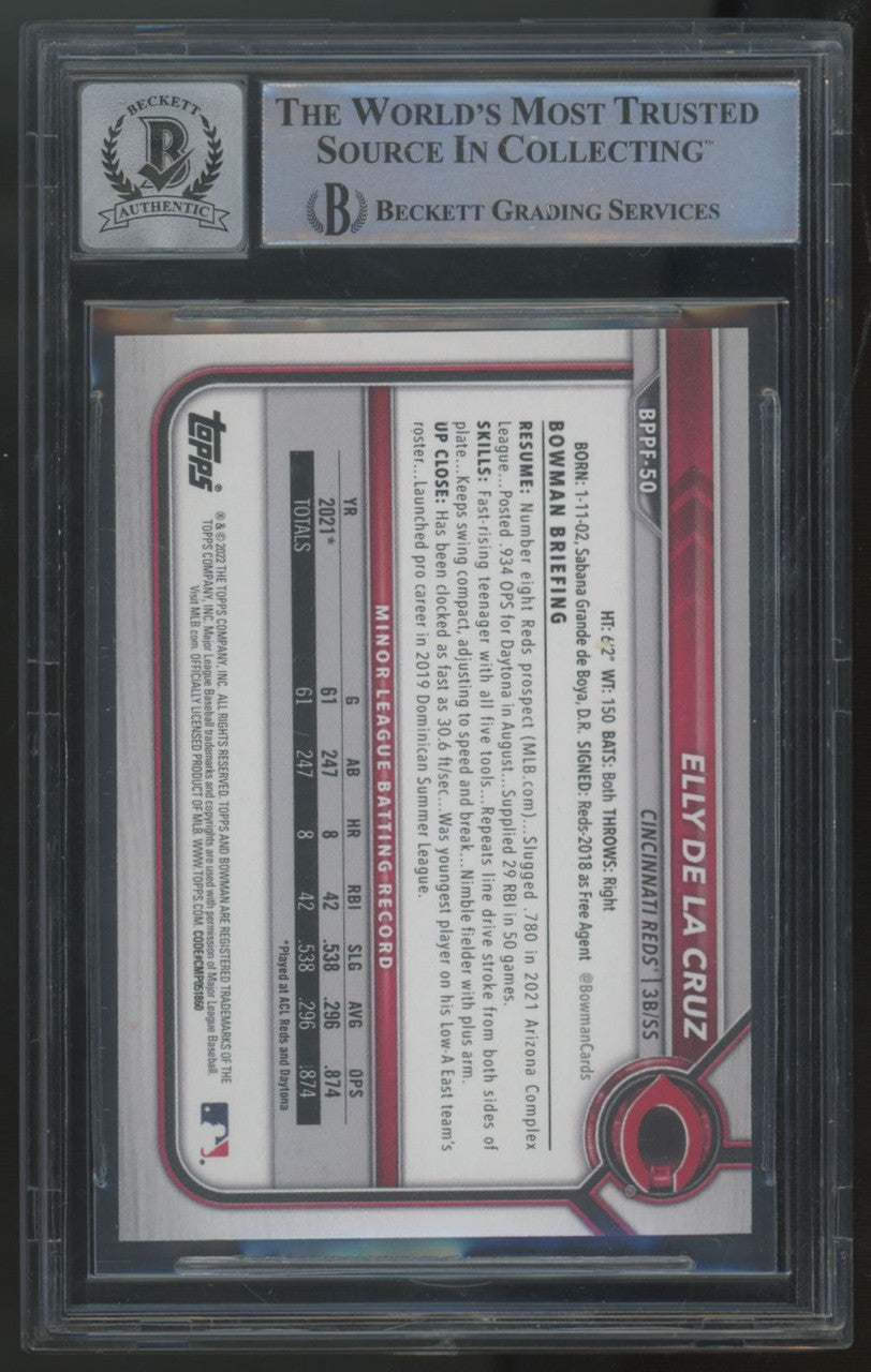 2022 Bowman Elly De La Cruz 1st Edition Signed Auto #BPPF-50 BGS Authentic 10