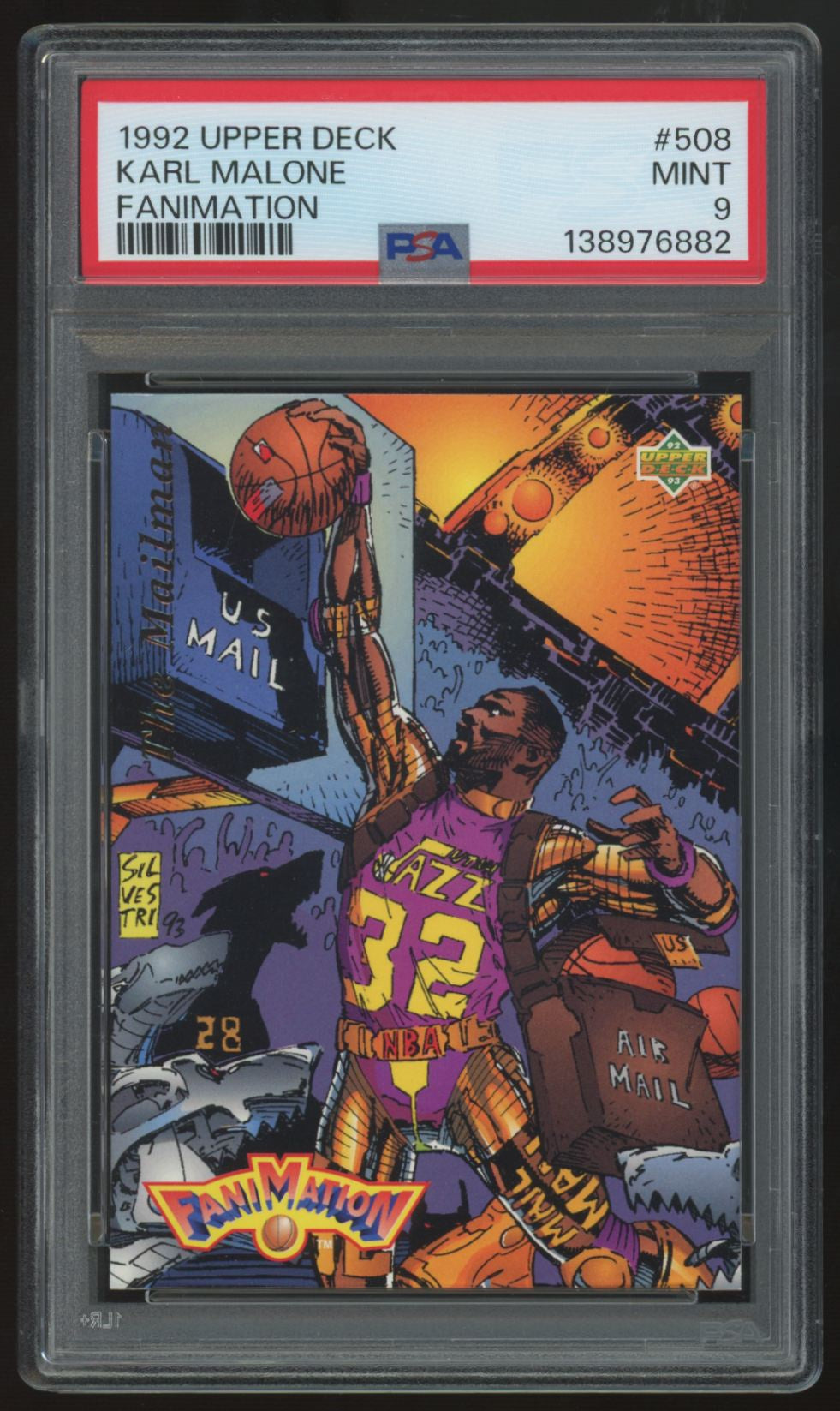 1992-93 Upper Deck Karl Malone Fanimation #508 PSA 9