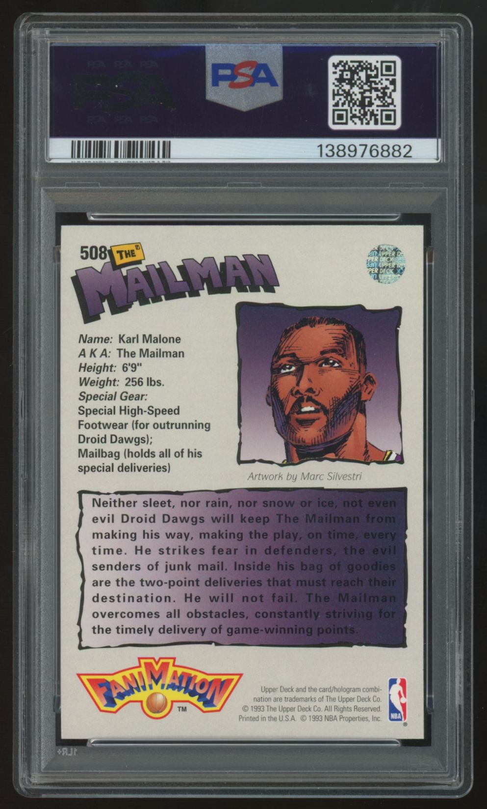 1992-93 Upper Deck Karl Malone Fanimation #508 PSA 9