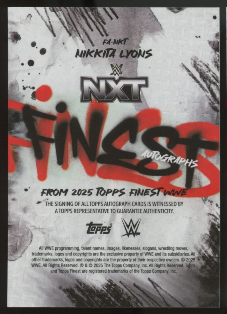 2025 Topps Finest WWE Nikkita Lyons Finest Autographs Red Refractor /5 #FA-NKT