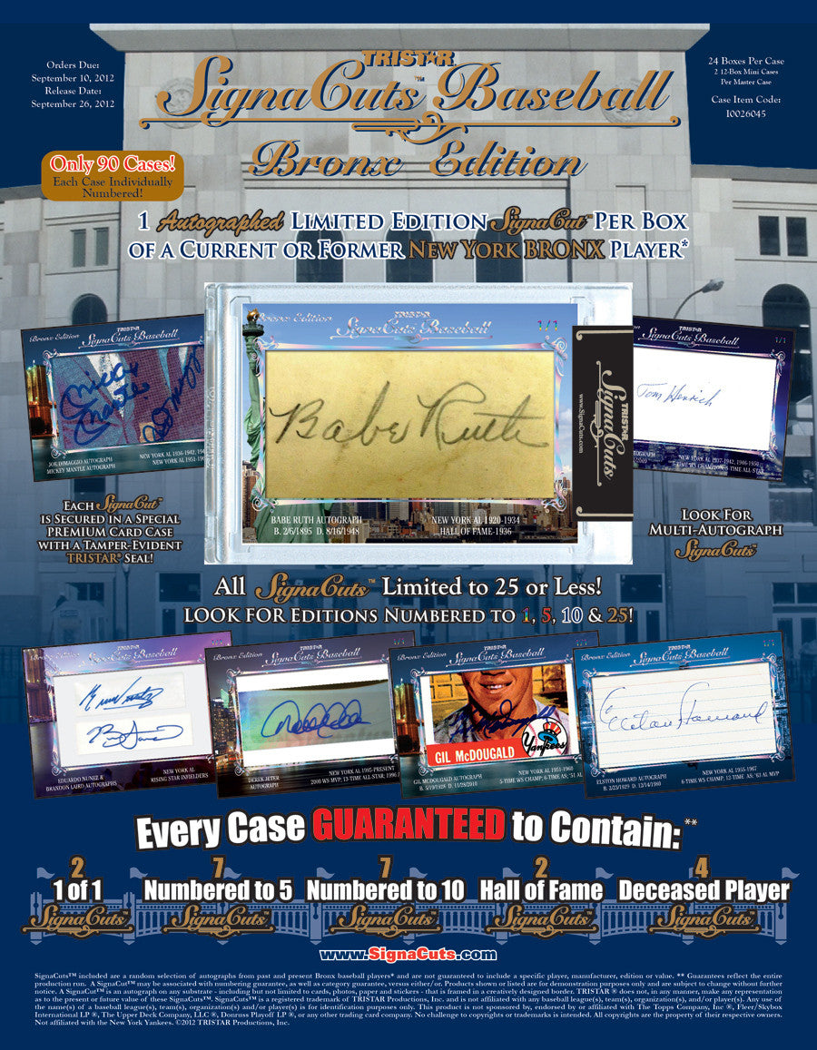 2012 TriStar Signa Cuts Bronx Edition Baseball box