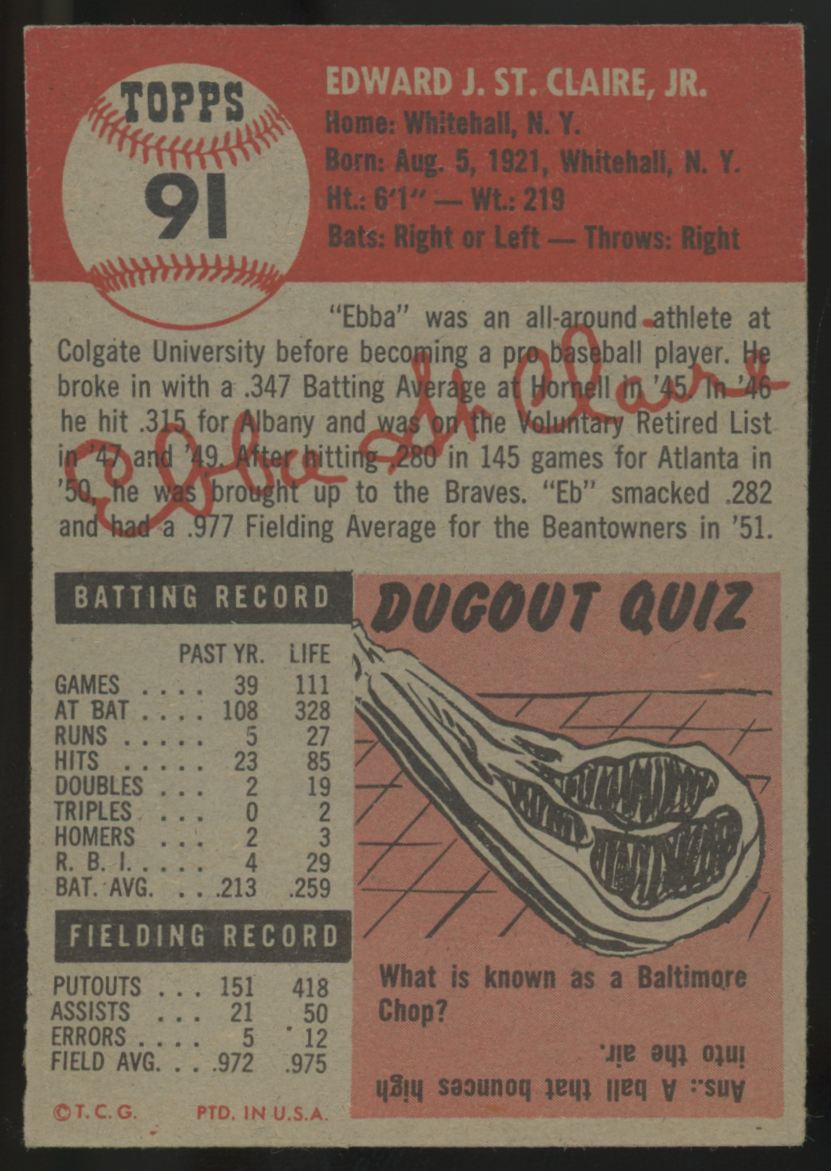 1953 Topps Ebba St. Claire #91 EX+