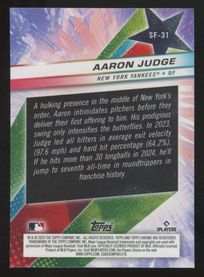2024 Topps Chrome Cosmic Aaron Judge Starfractor #SF-31