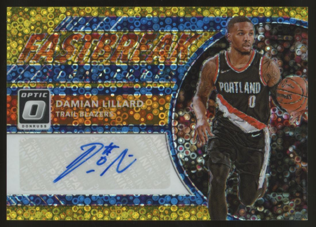 2017-18 Donruss Optic Damian Lillard Fast Break Signatures Auto Gold /10 #FB-DLL
