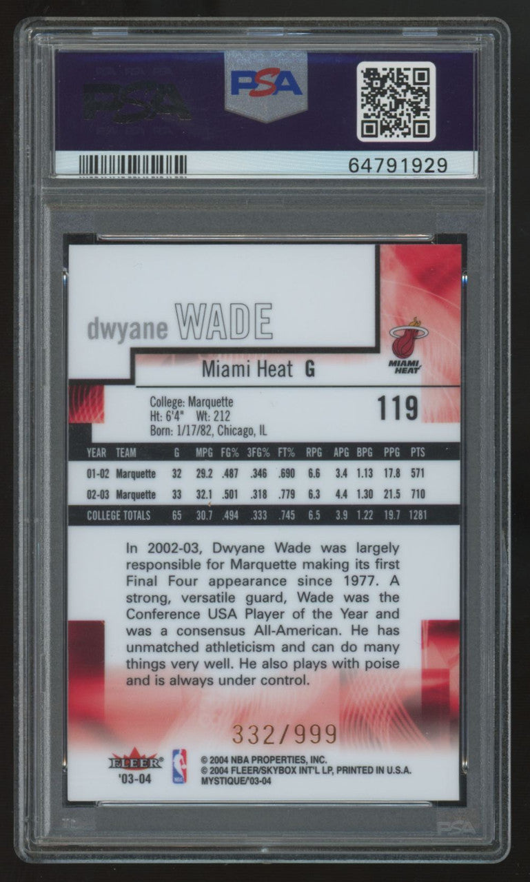 2003-04 Fleer Mystique Dwyane Wade RC /999 #119 PSA 8