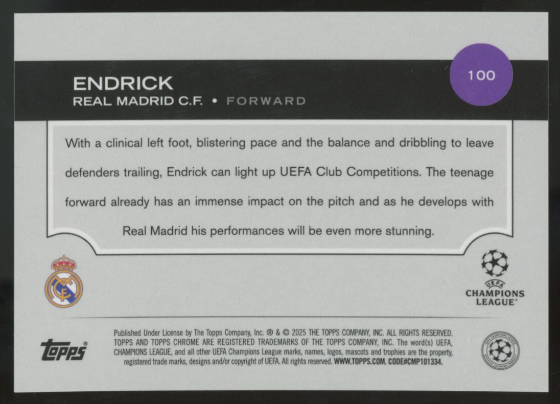 2024-25 Topps Chrome UEFA Endrick RC Silver #100