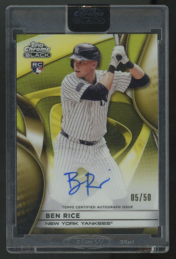 2025 Topps Chrome Black Ben Rice RC Gold Refractor Auto /50 #CBA-BR