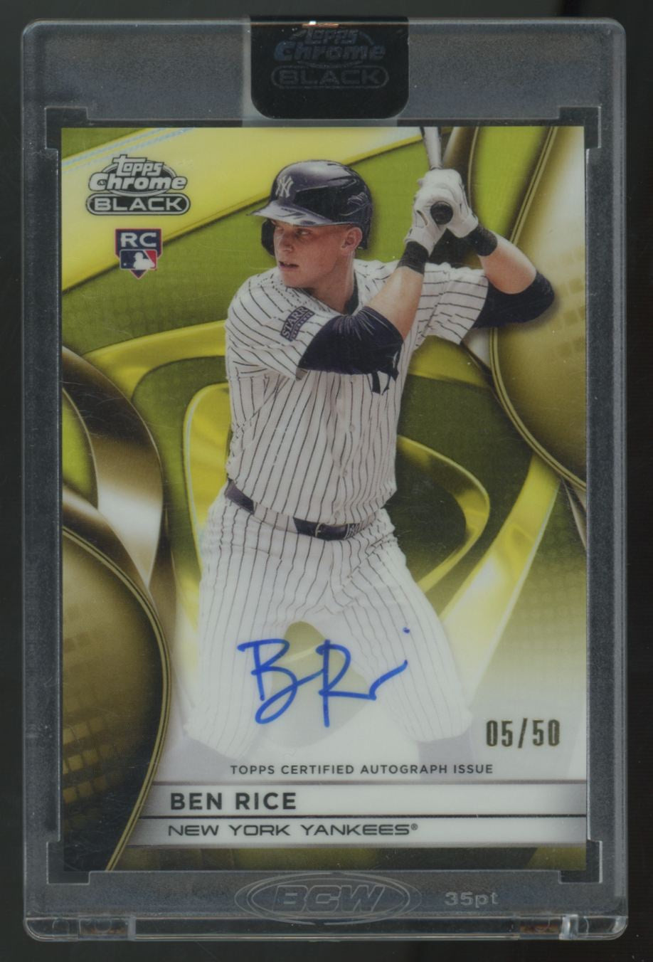 2025 Topps Chrome Black Ben Rice RC Gold Refractor Auto /50 #CBA-BR