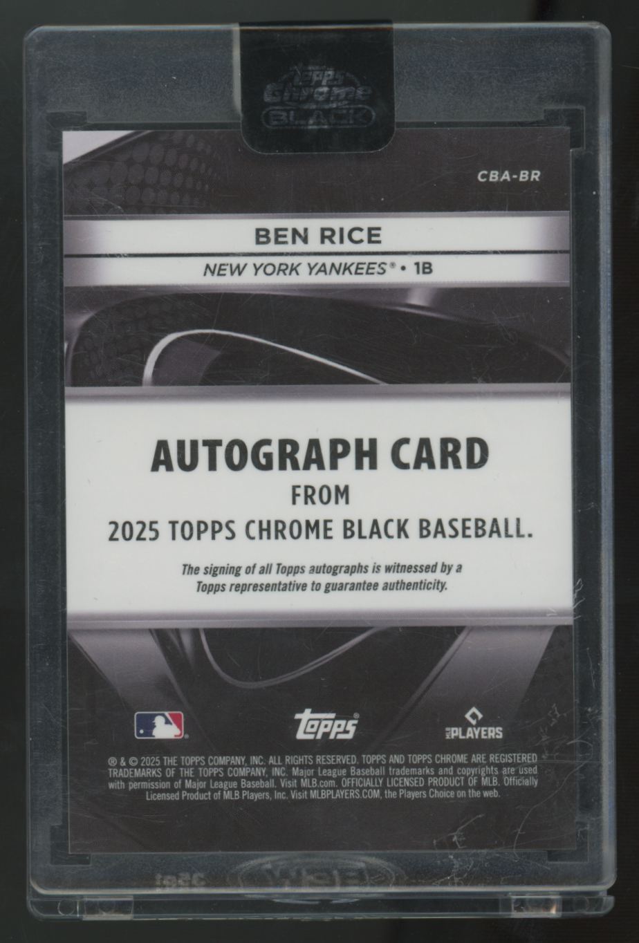 2025 Topps Chrome Black Ben Rice RC Gold Refractor Auto /50 #CBA-BR