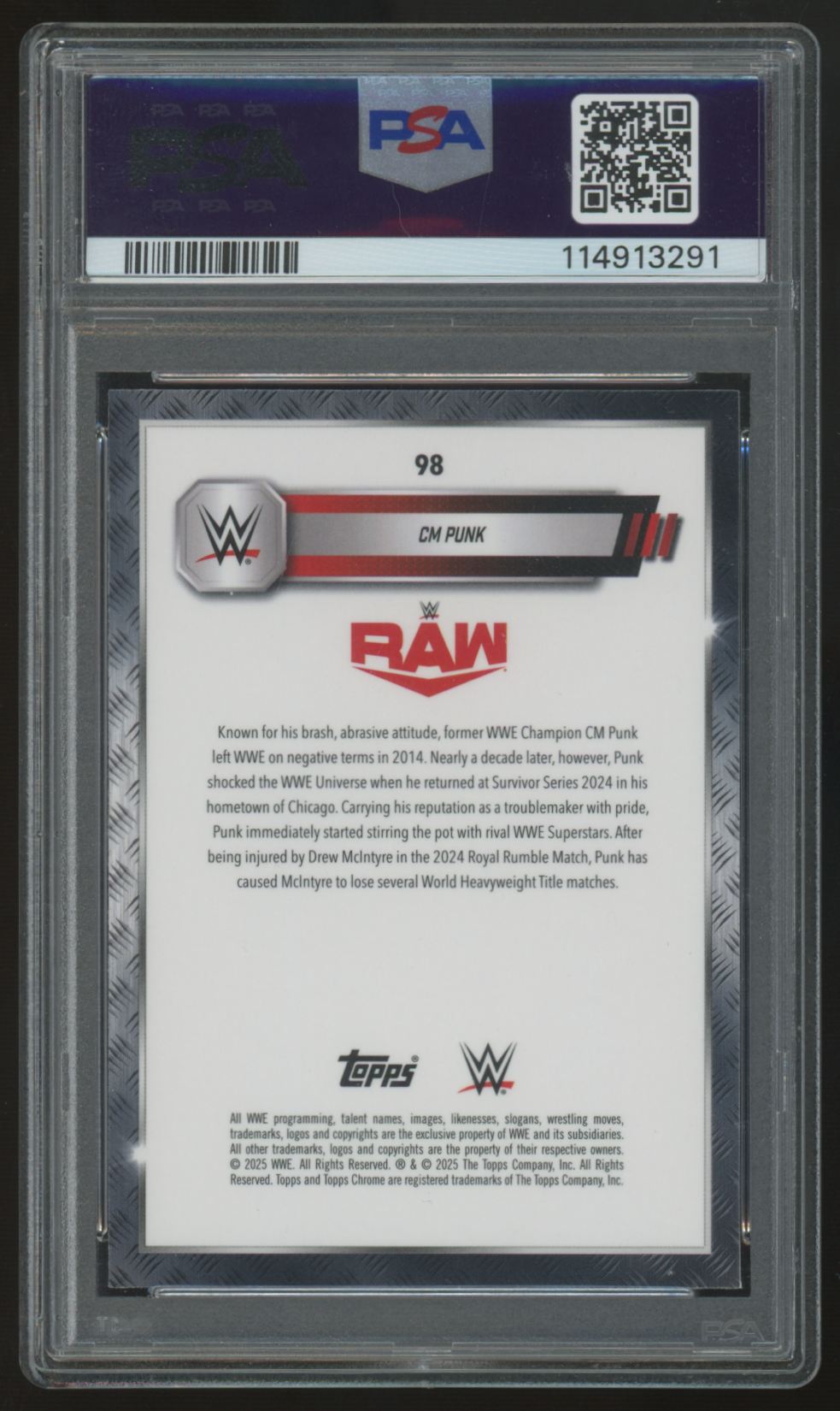2025 Topps Chrome WWE CM Punk Teal Lazer /175 #98 PSA 10