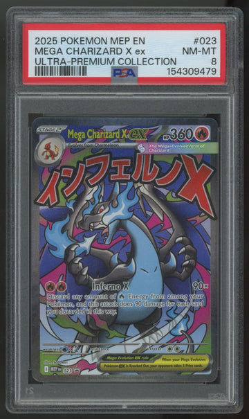 2025 Pokemon Mega Charizard X ex Phantasmal Flames UPC Promo #23 PSA 8